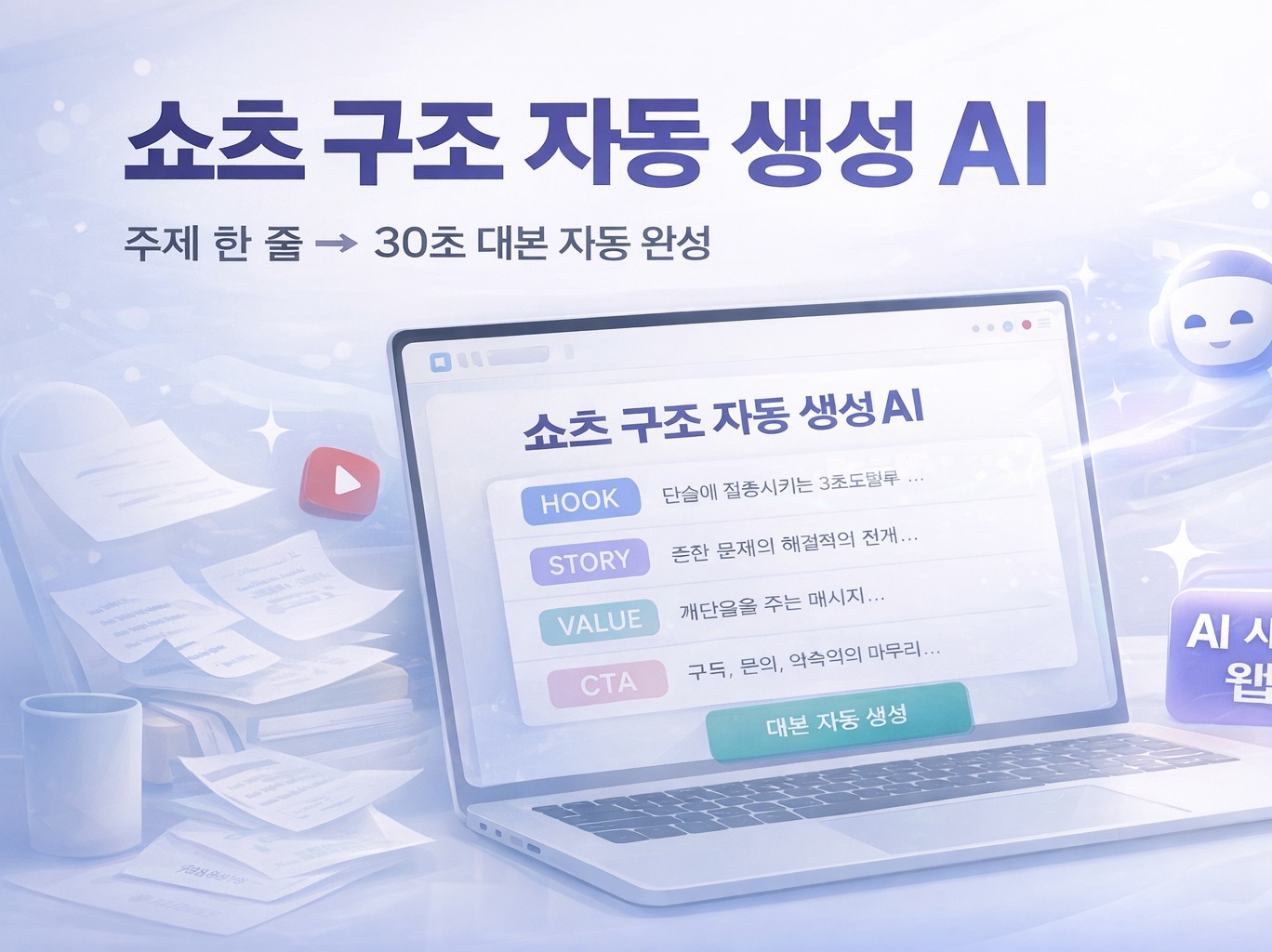 쇼츠 대본을 자동으로 만들어주는 웹툴 제작해드립니다