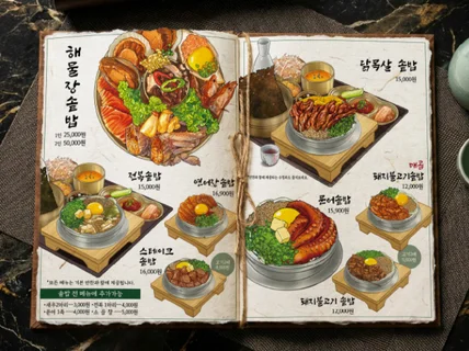 내 가게만을 위한 메뉴판디자인 식감 선명한 푸드일러스트
