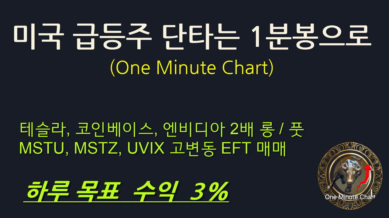 미국주식 급등주 1분봉 단타 - 고급편 테슬라2배 롱풋 - 크몽