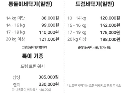 서울 경기 인천 세탁기청소 통돌이 드럼