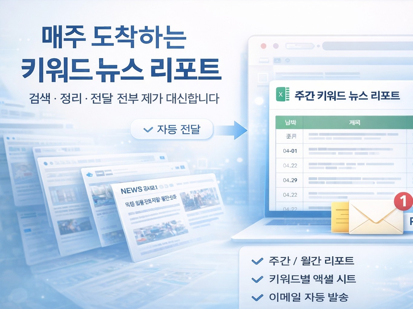 매주 중요한 뉴스만 골라서 리포트로 보내드립니다