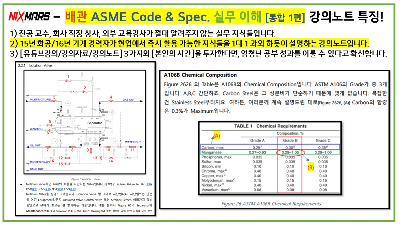 배관 ASME Code Spec.의 이해 실무 - 크몽