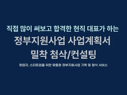 직접 많이 써보고 합격한 대표의 정부지원사업 첨삭