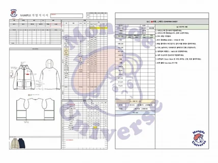 의류 및 잡화 도식화 및 작업지시서 작업해 드립니다.