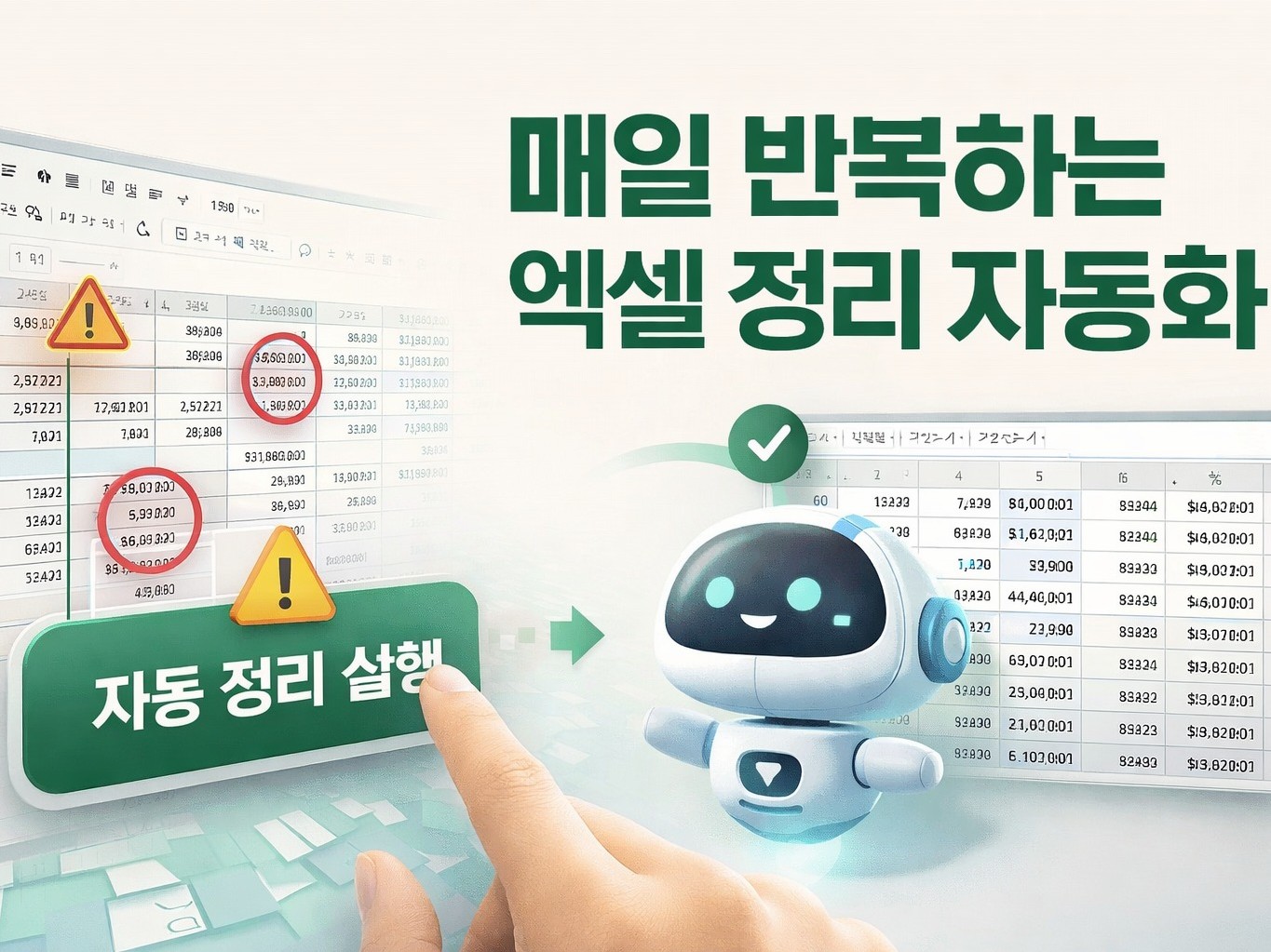 매일 반복하는 엑셀 정리작업 자동으로 처리해드립니다