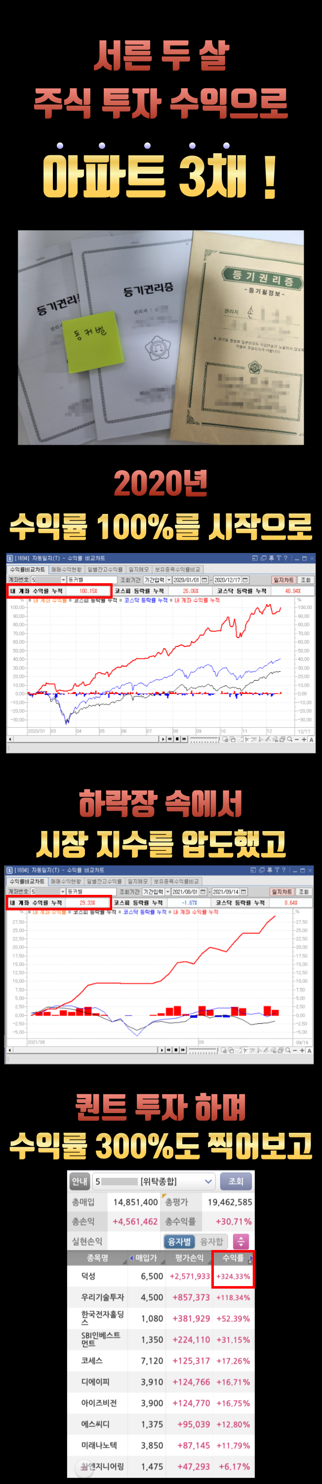 매달 1000만원 벌어 아파트 3채 샀던 주식 노하우 - 크몽