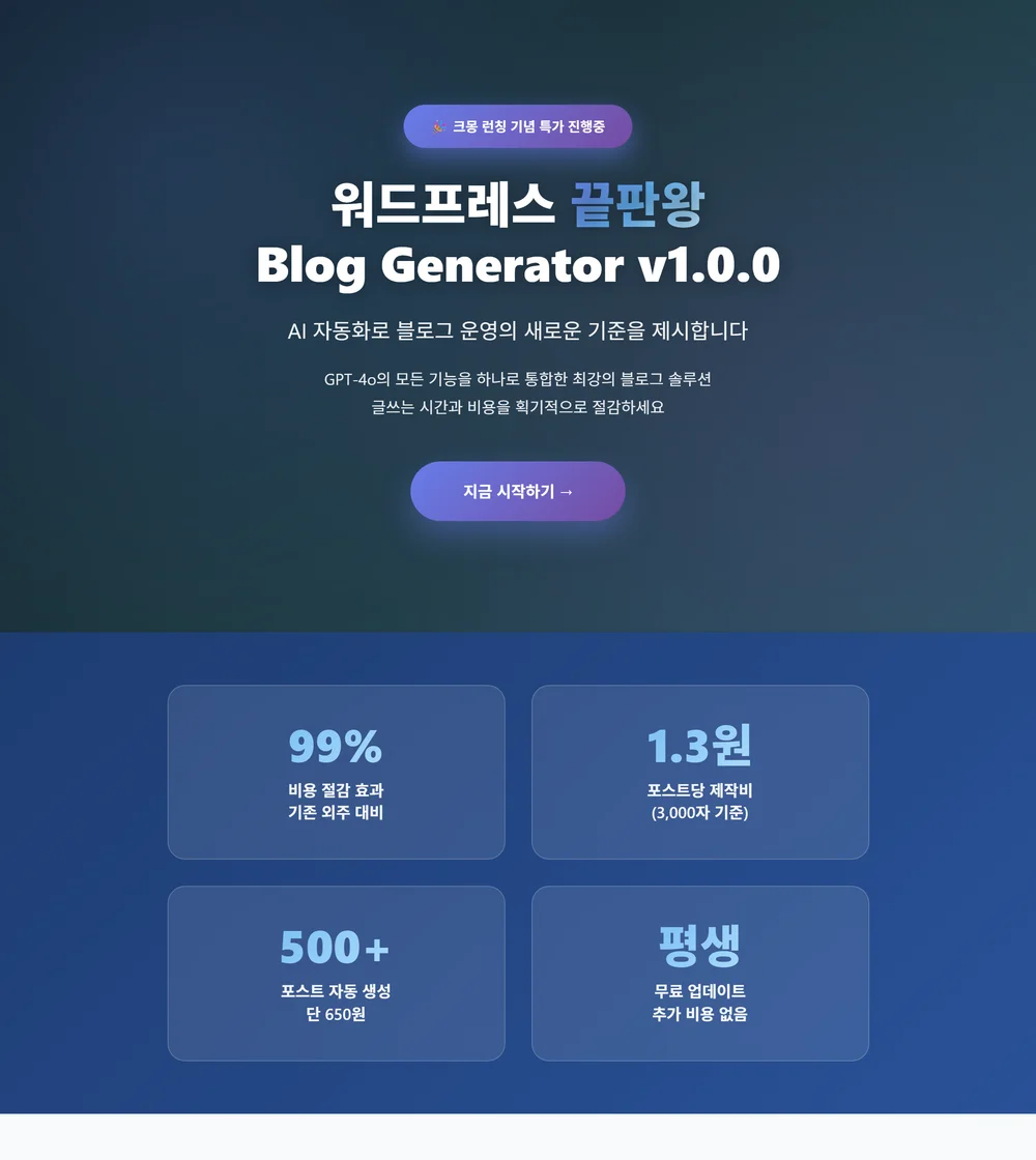 워드프레스 끝판왕 자동 포스팅 AI 자동블로그 프로그램 - 크몽