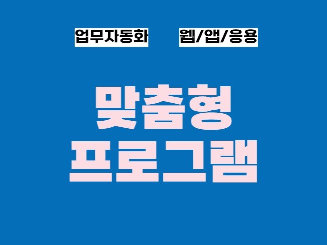 맞춤형 자동화 프로그램 전문 제작