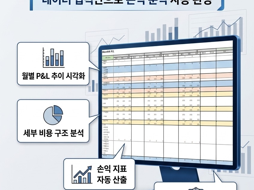 월별 손익 관리 엑셀 템플릿 (경영관리용 PL 분석) - 크몽
