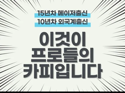 메이저/외국계 출신 15년차. 당신의 카피를 써드립니다