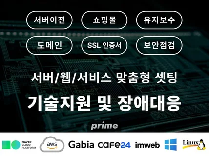 도메인/인증서/홈페이지/서버 세팅/이전/기술지원 전문