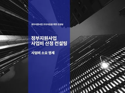 초보자들을 위한 정부지원사업 사업비산정 컨설팅 해 드립니다.