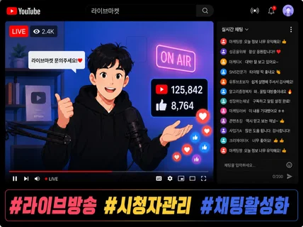 유튜브 실시간 방송 라이브스트림 방송 관리해 드립니다
