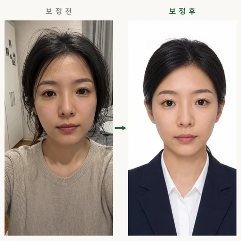포트폴리오-여성 취업용 증명사진 - 셀카 한 장으로 정장 착장까지