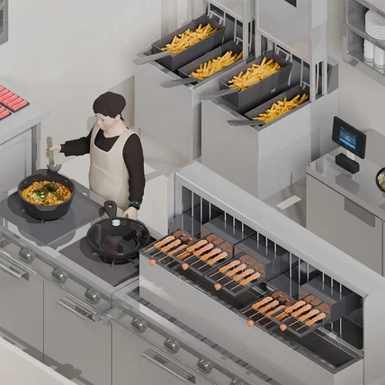 포트폴리오-[헬퍼로보틱스] 청아식당 3D 그래픽 아이소메트릭 디자인