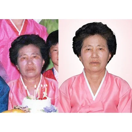 포트폴리오-영정사진 제작: 핸드폰사진 배경 교체 및 의상 교체, 망점제거, 장애물제거, 인물수정