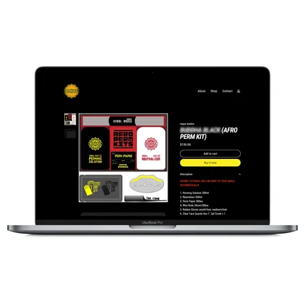 포트폴리오-Shopify 온라인 스토어 구축 - 특수머리시술 아티스트, 특수펌제, 영어권 국가 대상