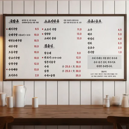 포트폴리오-순대국 메뉴판 디자인
