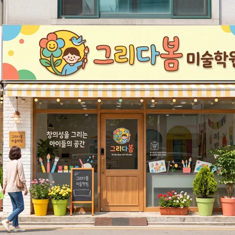 포트폴리오-그리다봄 밝고 창의적인 키즈 미술학원 로고 디자인