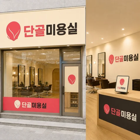 포트폴리오-단골미용실 동네 헤어살롱 실사용 한글 로고 디자인