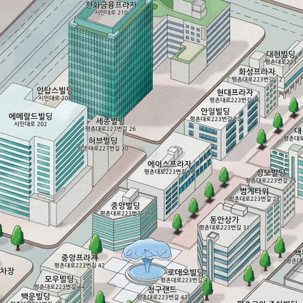 포트폴리오-[범계역 상가 지도] 지도 일러스트레이션