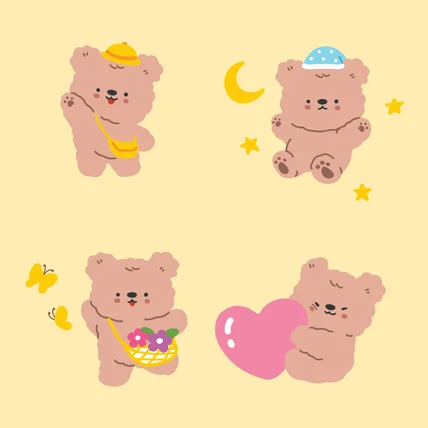 포트폴리오-스티커 제작을 위한 곰 캐릭터 디자인
