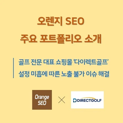 포트폴리오-오렌지SEO 작업 사례: <다이렉트골프>의 자연검색 상단 노출 불가 이슈 해결