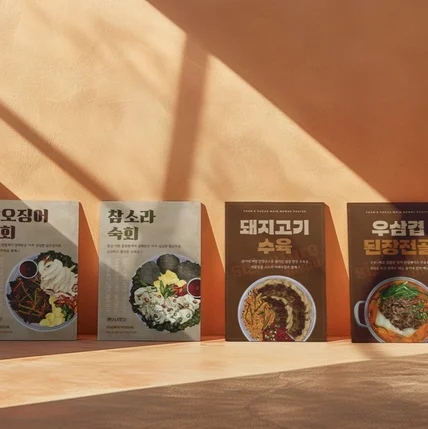 포트폴리오-손그림일러스트로 제작된 포차 레트로 포스터 디자인