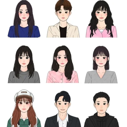 포트폴리오-회사 직원 프로필용 단체 캐리커쳐