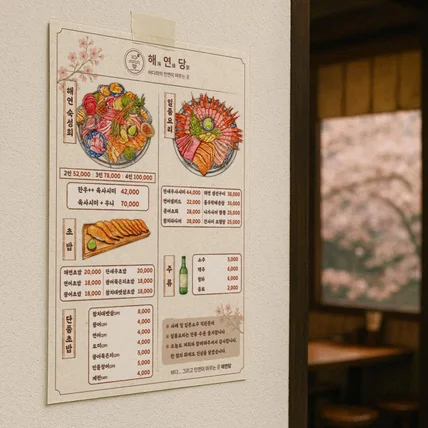 포트폴리오-사시미 전문점 메뉴판 제작