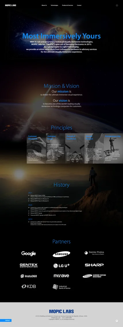 포트폴리오-MOPIC LABS 홈페이지 퍼블리싱