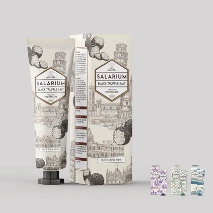 포트폴리오-프리미엄 블랙 트러플 솔트 치약튜브 + 단상자 디자인
