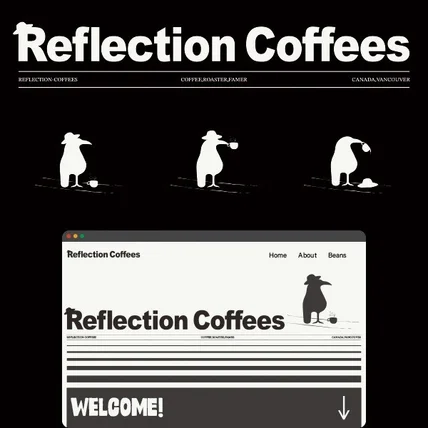 포트폴리오-[Reflection Coffees] 카페로고, 커피로고, 브랜딩로고