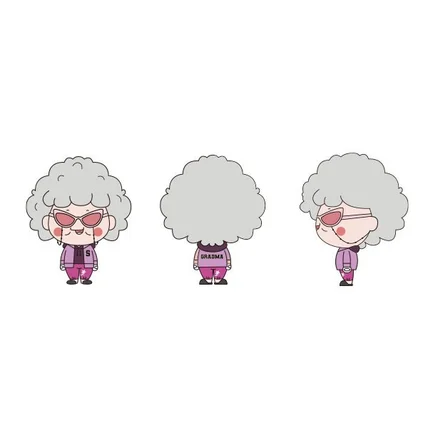포트폴리오-할머니 인형탈 디자인 턴어라운드 캐릭터 제작