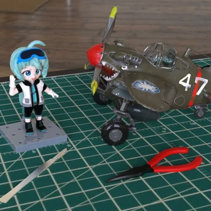 포트폴리오-sd캐릭터와 작은전투기 모형