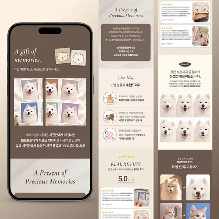 포트폴리오-[ 반려동물 상세페이지 ] 애견 반려동물 증명사진 상세페이지 디자인 제작