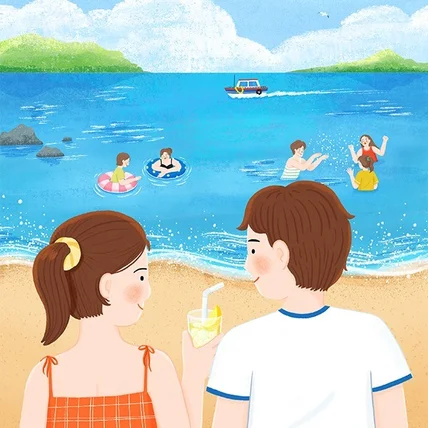 포트폴리오-여름 바다 일러스트