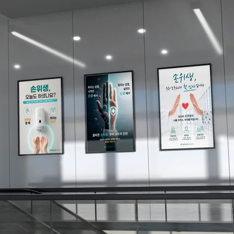 포트폴리오-캠페인 포스터 - 서울아산병원 손위생 AI 공모전 디자인 3종