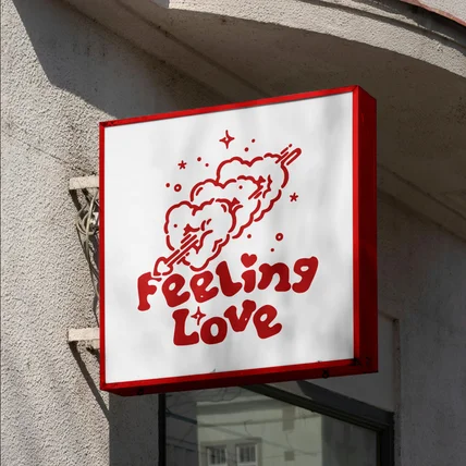 포트폴리오-칵테일바 로고 디자인, Feeling Love