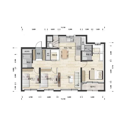 포트폴리오-CAD 도면 (컬러링/평면도/입면도/단면도)