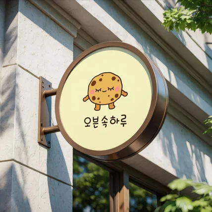 포트폴리오-[오븐 속 하루] 쿠키 손그림 캐릭터 로고 디자인
