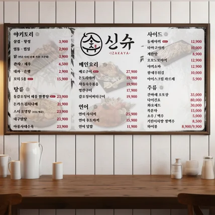 포트폴리오-이자카야 야외 스탠드 메뉴판 디자인