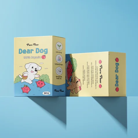 포트폴리오-Dear dog 반려동물 유기농 사과 간식 박스 패키지