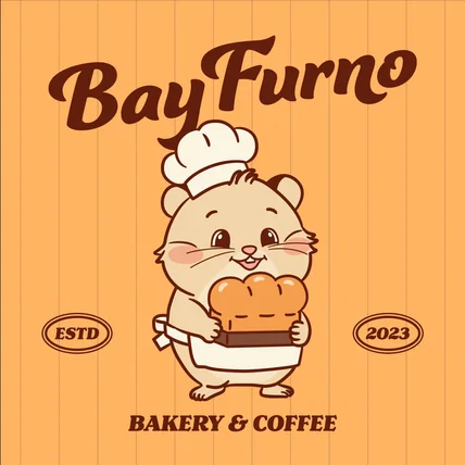 포트폴리오-'Bay Furno' 베이커리카페 캐릭터로고디자인