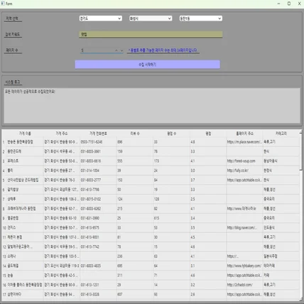 포트폴리오-K맵 키워드 별 가게 정보 수집 프로그램