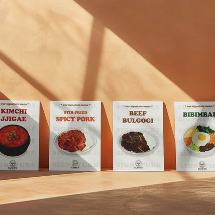 포트폴리오-해외 한식 가게 손그림일러스트 메뉴 포스터 디자인