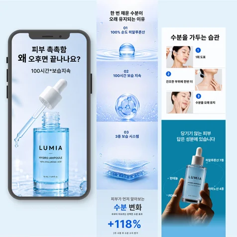 포트폴리오-화장품/ 히알루론산 앰플 상세페이지 제작