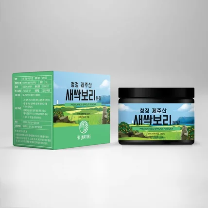 포트폴리오-새싹보리 단상자와 라벨 패키지디자인