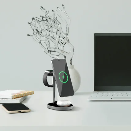 포트폴리오-애플맥세이프 3in1 충전기  모델링 렌더링 이미지 제작