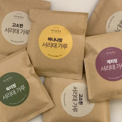 포트폴리오-농산물 미숫가루 선식 스티커 라벨 디자인